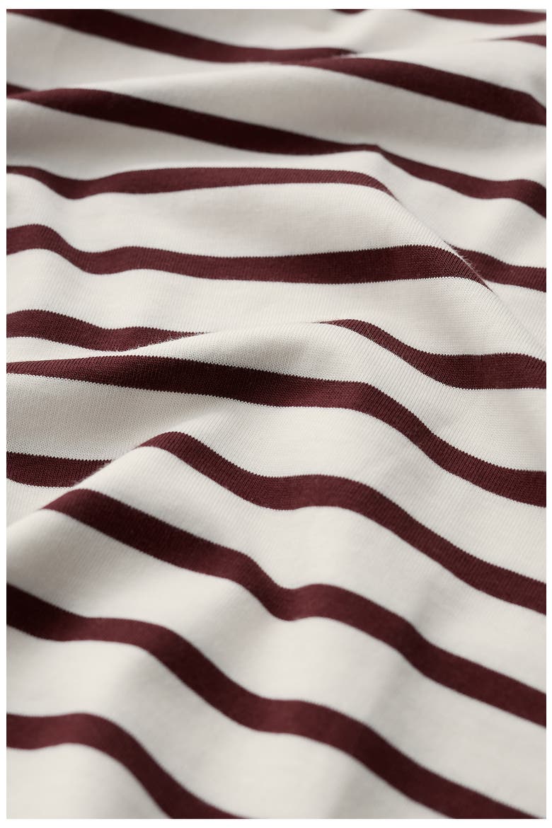 Sailor Stripe Three Quarter Sleeve Organic Cotton T-Shirt, Alternate, color, BRETON CACAO