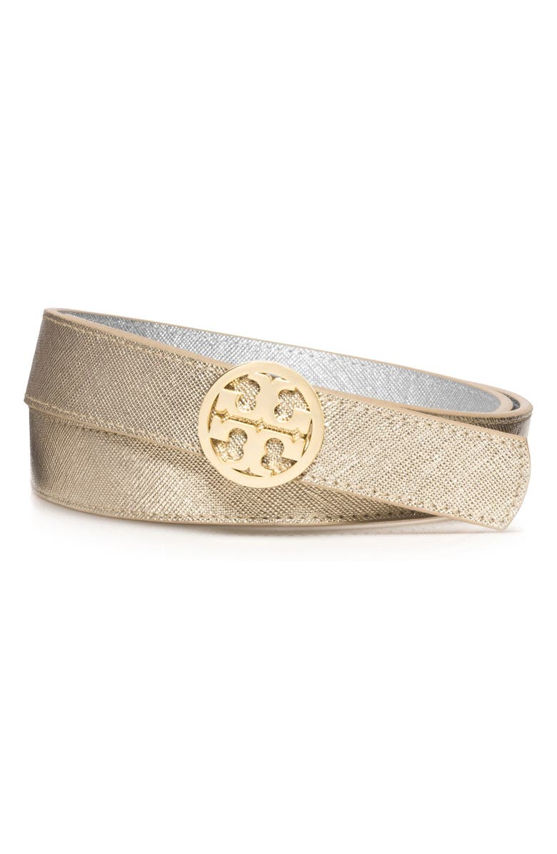 Tory Burch Reversible Metallic Leather Belt, Alternate, color, 