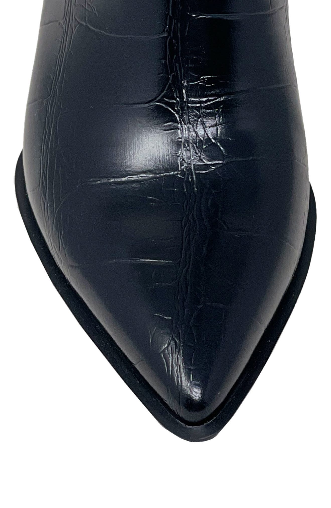 SHUSHOP Vanessa Pointed Toe Knee High Kitten Boot, Alternate, color, Black Croco