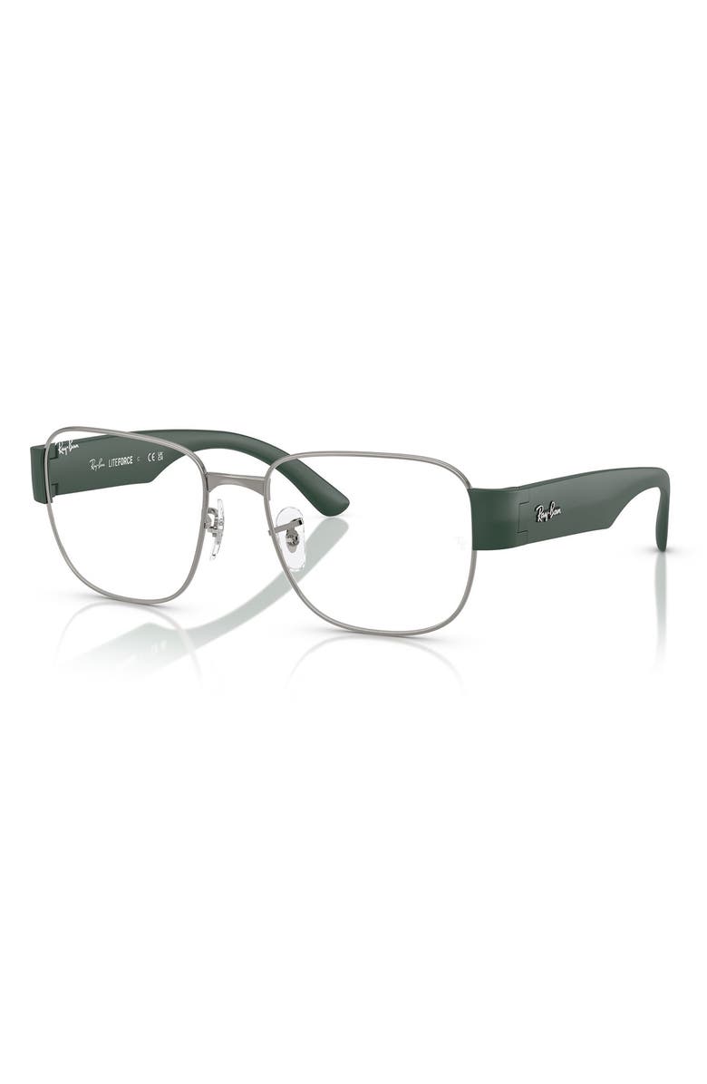 Ray-Ban 55mm Square Optical Glasses, Alternate, color, Gunmetal