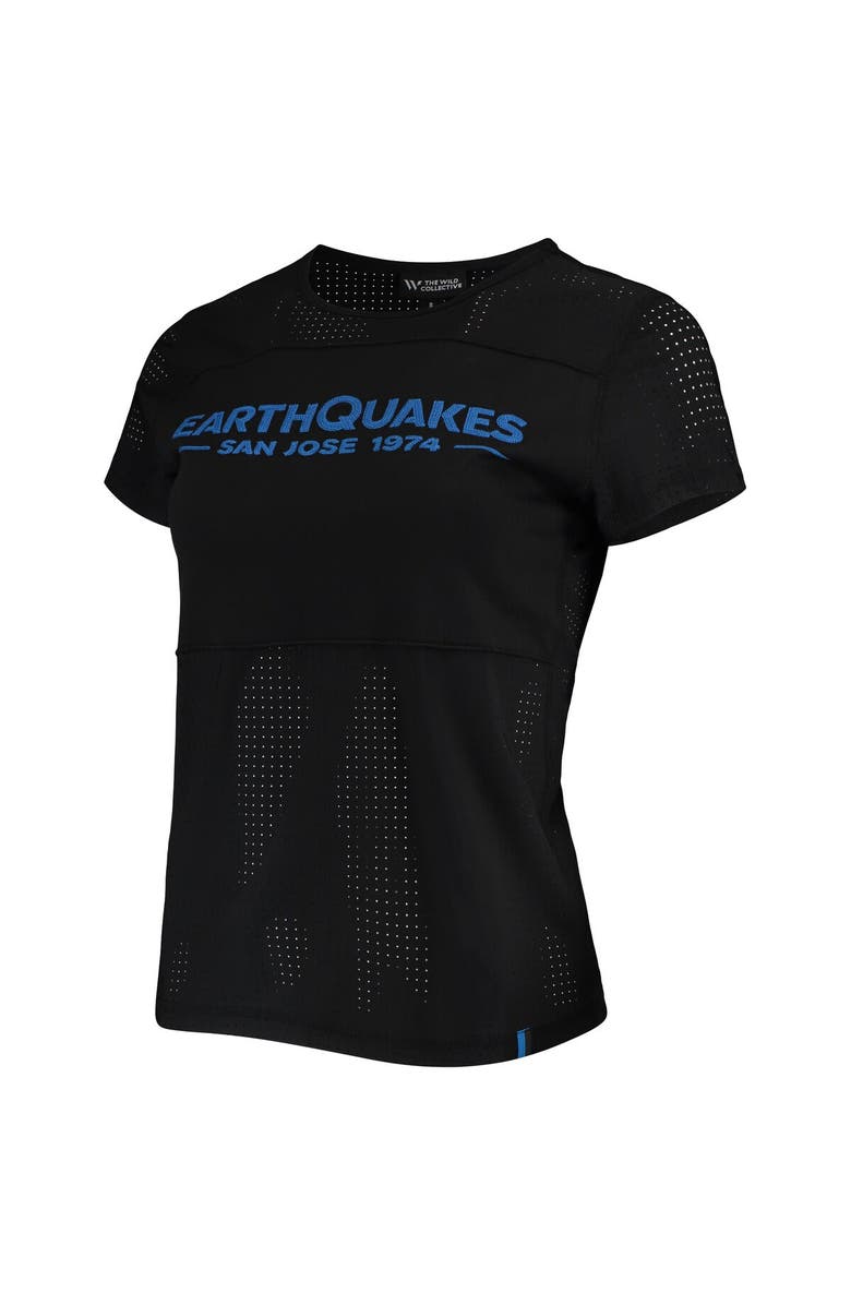 THE WILD COLLECTIVE Women's The Wild Collective Black San Jose Earthquakes Mesh T-Shirt, Alternate, color, Black