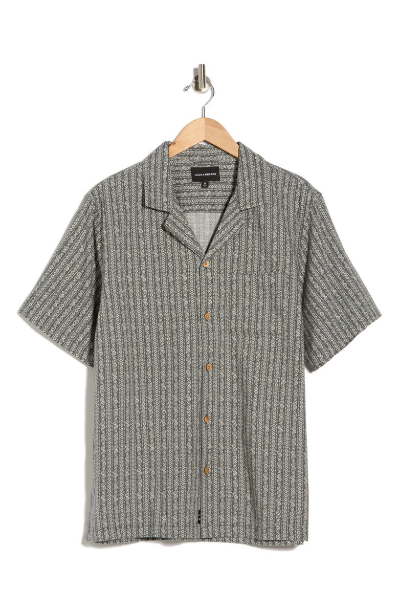 Lucky Brand Paisley Club Camp Shirt, Alternate, color, Grey Stripe