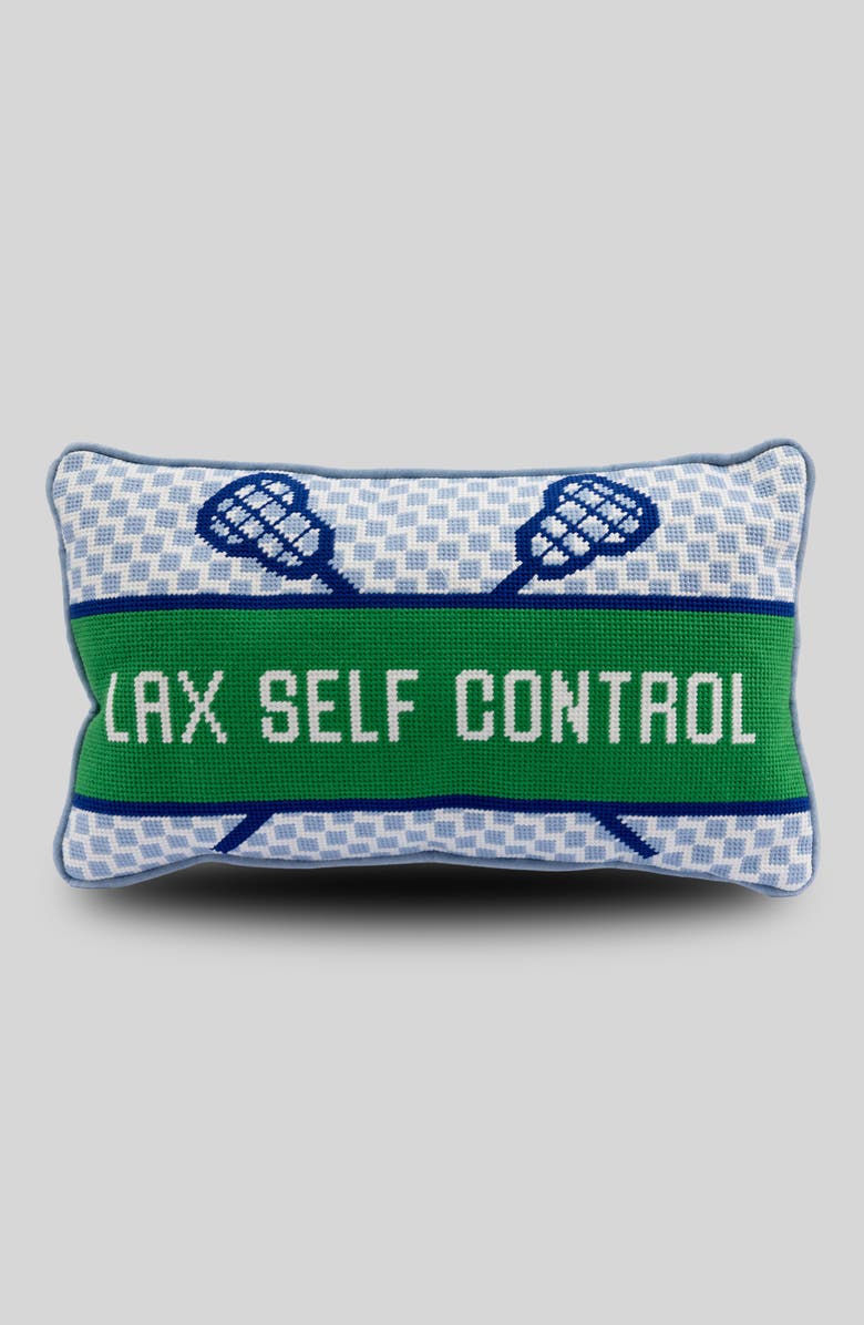 Furbish Lax Self Control Needlepoint Pillow, Main, color, Lax Self Control