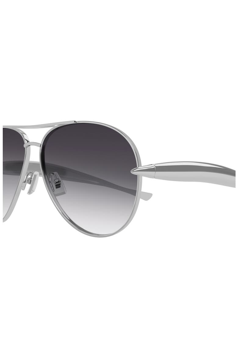 64mm Oversize Pilot Sunglasses, Alternate, color, SILVER