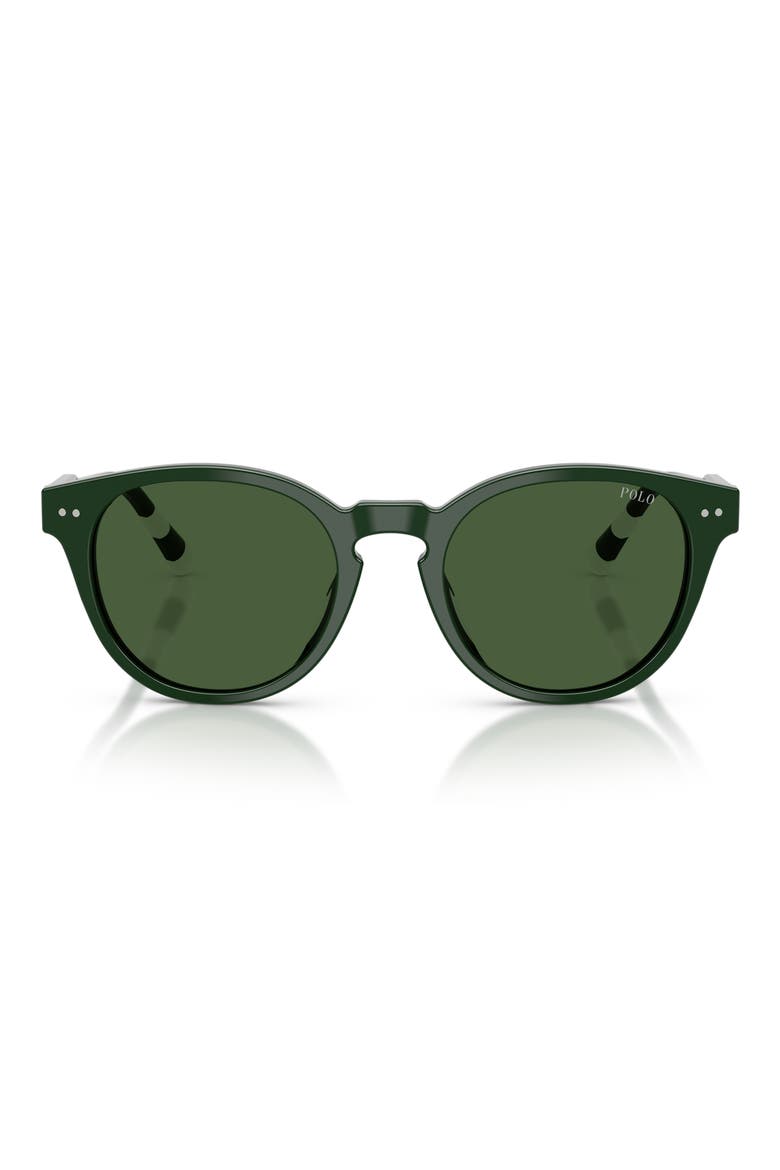 52mm Round Sunglasses, Main, color, SHINY GREEN / DARK GREEN