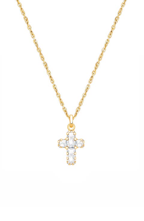 14k Gold Celestial Cross Necklace