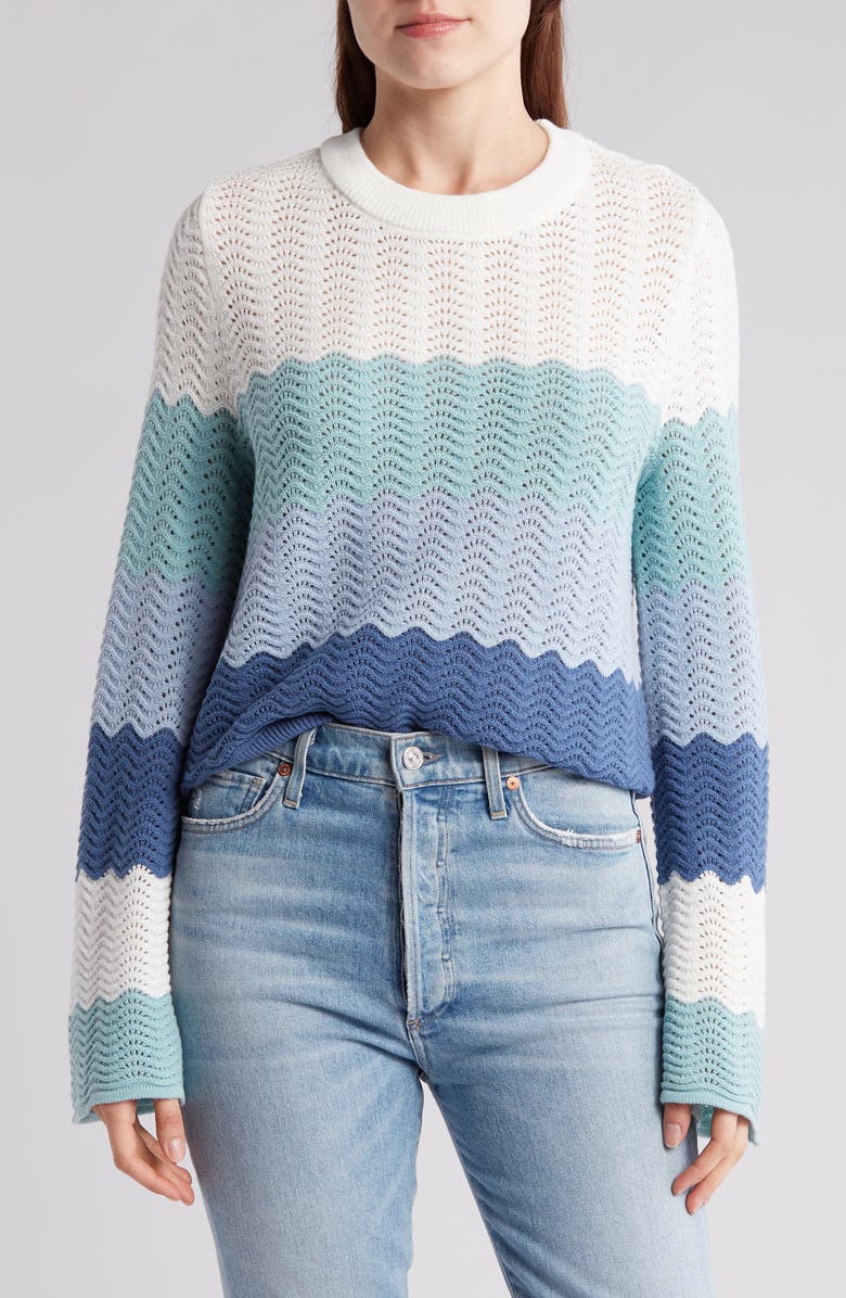 Design History Colorblock Pointelle Sweater, Main, color, 