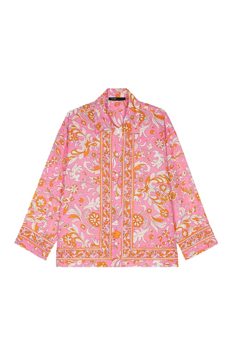 maje Patterned flowing linen shirt, Alternate, color, 
