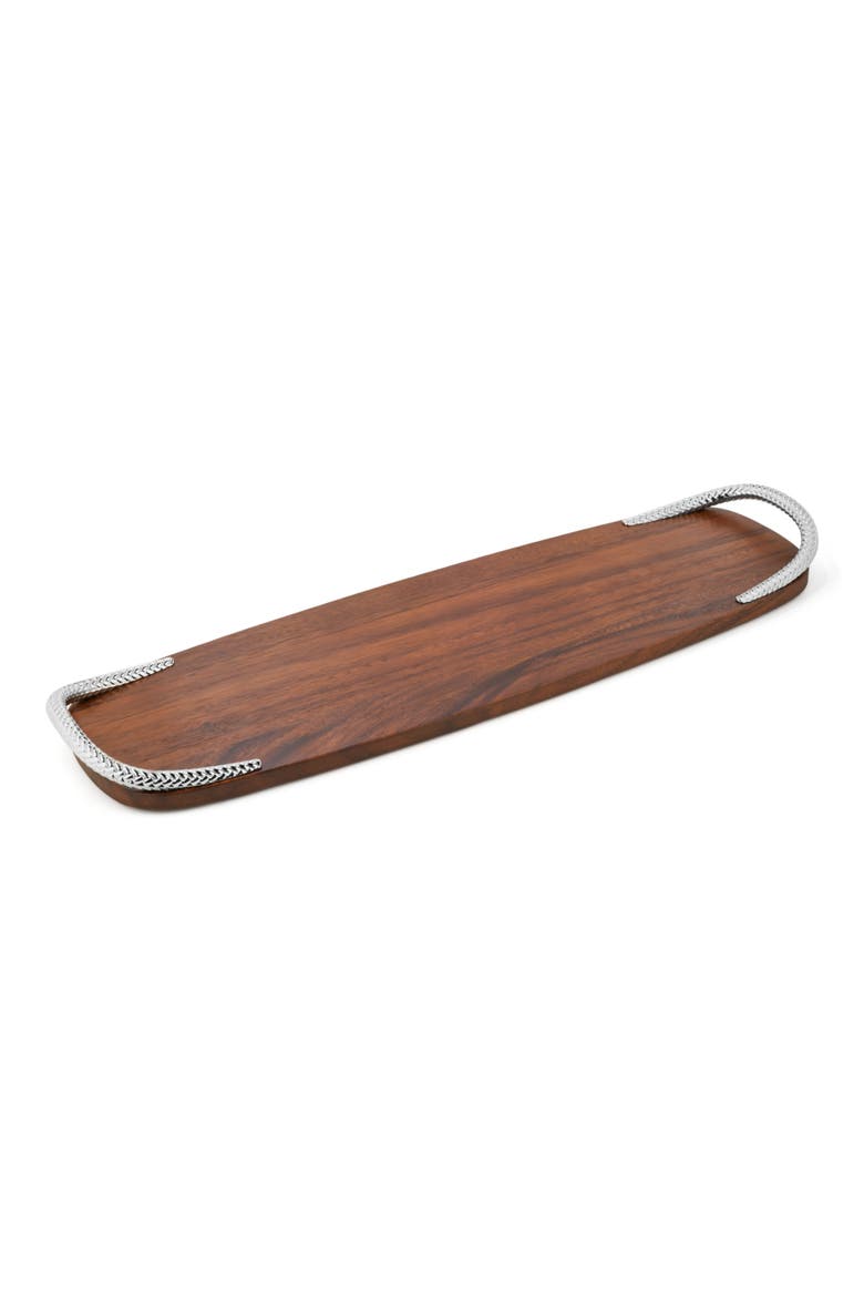 Wood Cheeseboard Tray with Handles, Main, color, BROWN