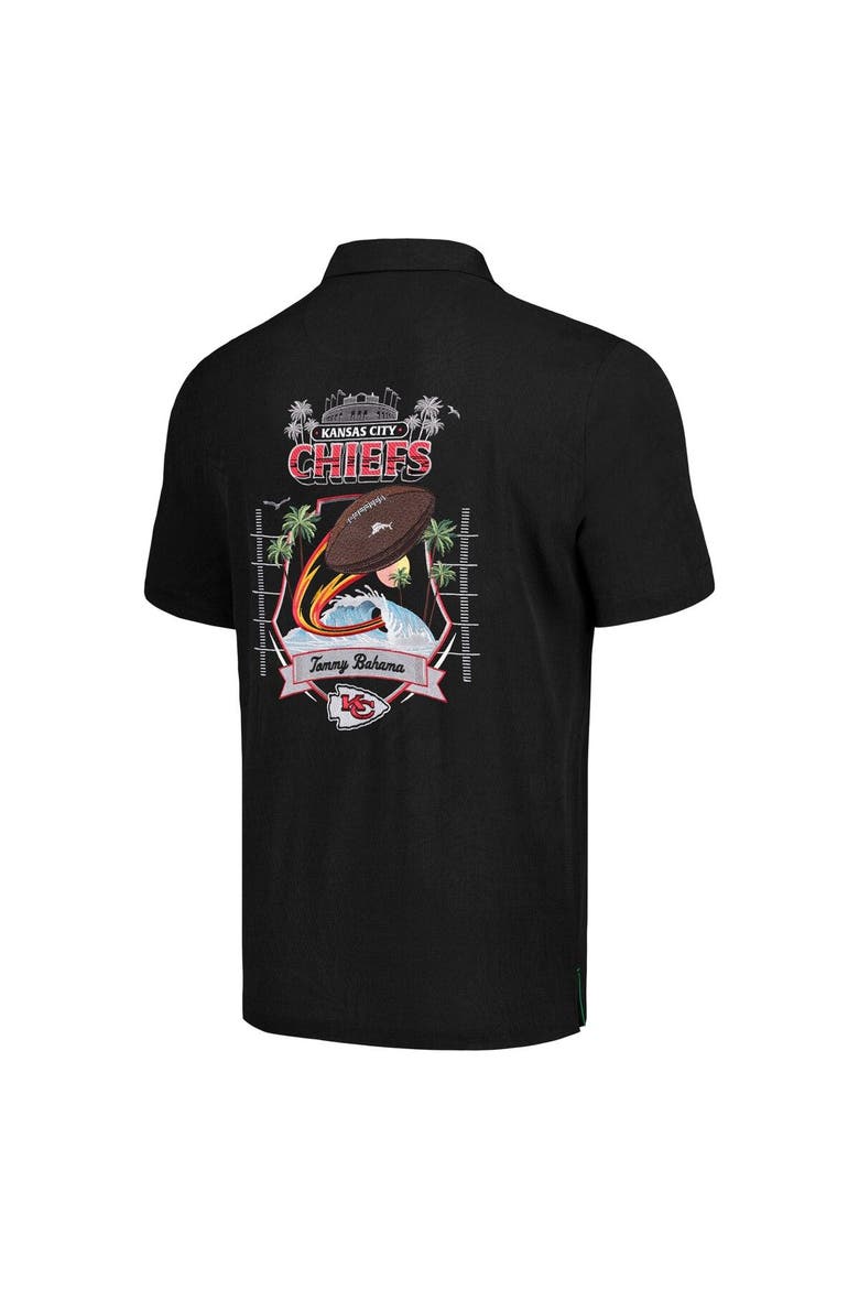 Men's Tommy Bahama Black Kansas City Chiefs Tidal Kickoff Camp Button-Up Shirt, Alternate, color, Black