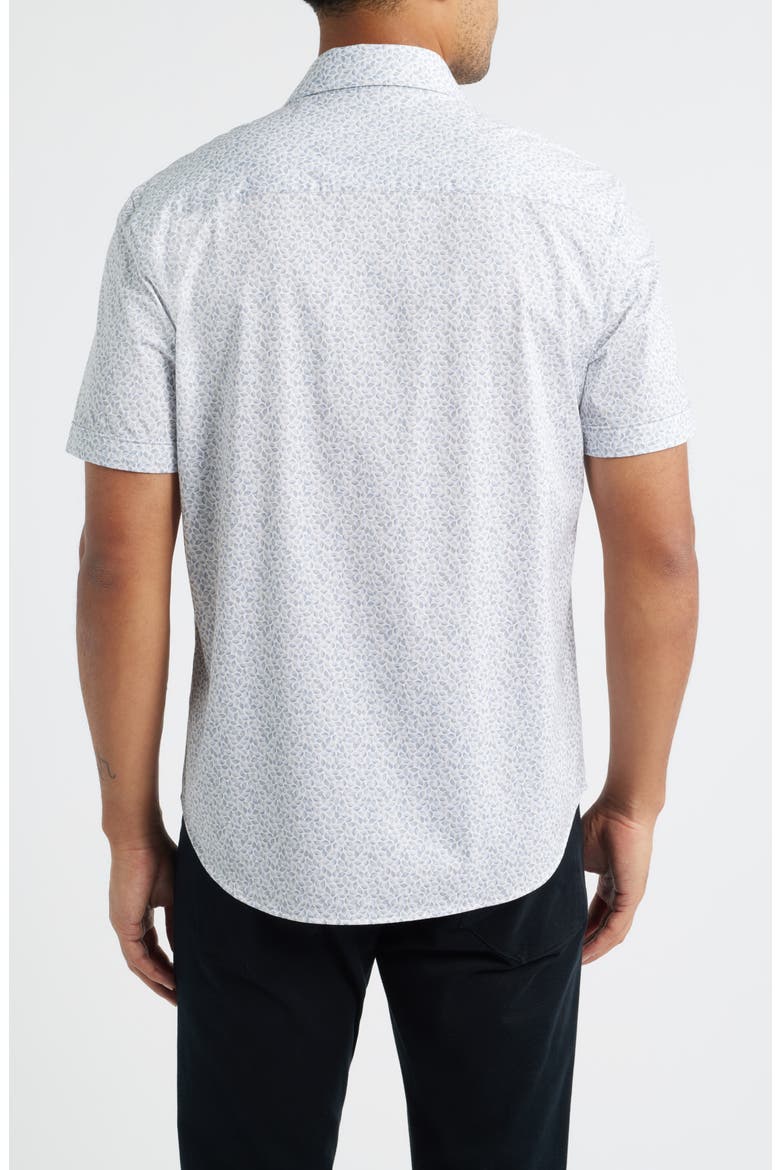Miles OoohCotton® Leaf Print Short Sleeve Button-Up Shirt, Alternate, color, SAND