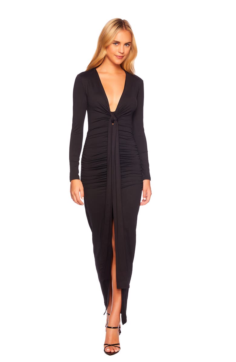 Susana Monaco Plunge Neck Long Sleeve Body-Con Dress, Alternate, color, 