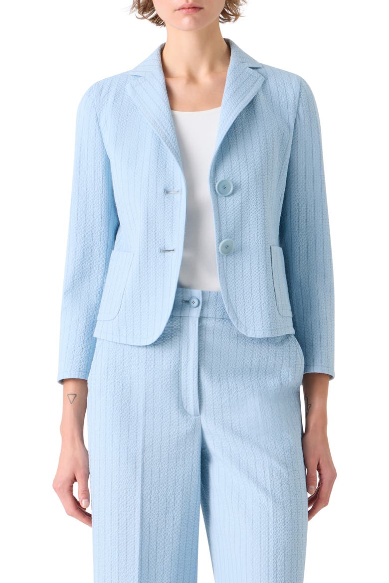 Stripe Cotton Stretch Seersucker Jacket, Main, color, SKY-DARK BLUE