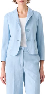 Akris punto Stripe Cotton Stretch Seersucker Jacket