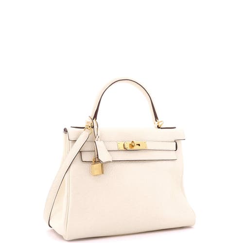 Pre-owned Hermes Hermes Kelly Handbag Light Clemence With Gold Hardware 28 In Brown