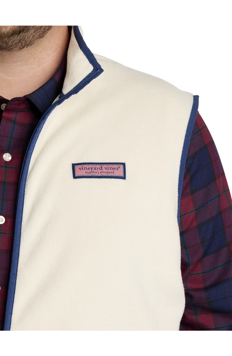 vineyard vines Big & Tall Harbor Fleece Zip-Front Vest, Alternate, color, Stone
