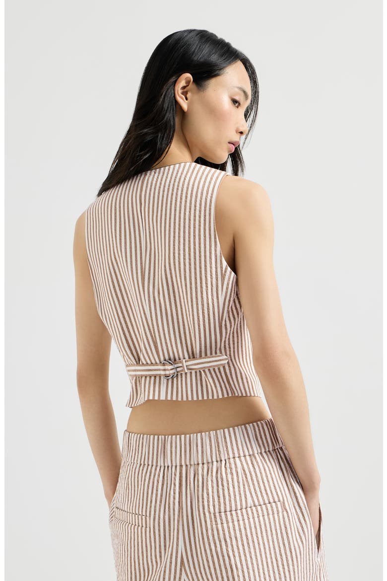 Striped seersucker vest, Alternate, color, Beige