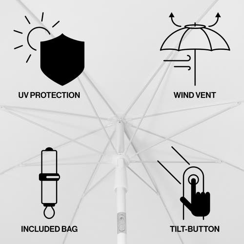 Jonathan Y Mariner 6.5 Ft. Classic Cottage Fringe Tassel Market Beach Umbrella With Push Button Tilt In Brown