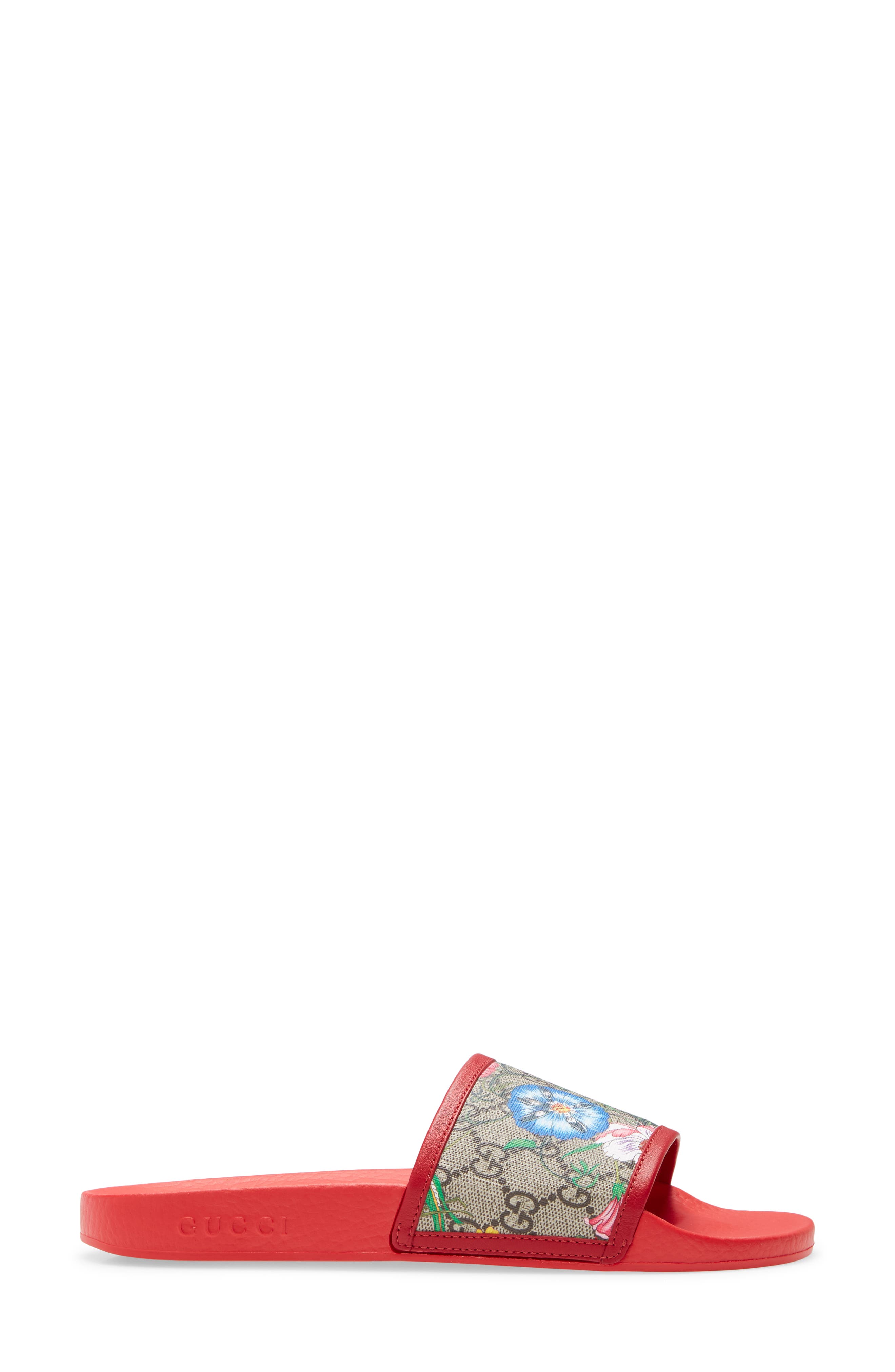Floral GG Supreme Slide Sandal, Alternate, color, RED