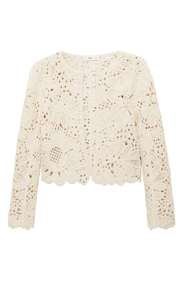 MANGO Open Knit Cardigan Jacket, Alternate, color, Ecru
