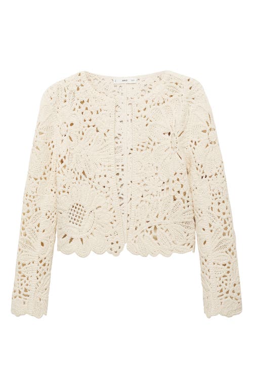 Mango Open Knit Cardigan Jacket In Neutral
