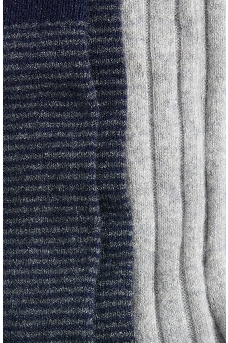 2-Pack Wool-Blend Socks Gift Box, Alternate, color, LT GREY HEATHER- NAVY STRIPE