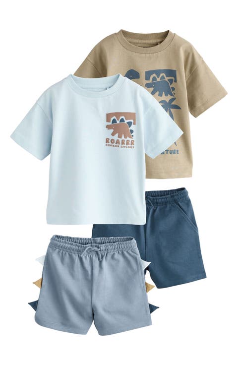 Kids' 4-Pack Dino Graphic T-Shirts & Assorted Shorts (Toddler & Little Kid)