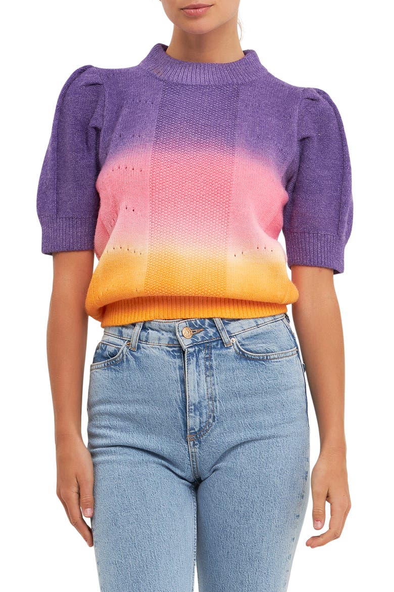 Ombré Sweater, Main, color, PURPLE/ ORANGE