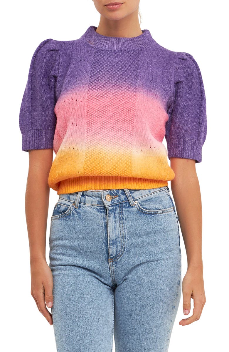 English Factory Ombré Sweater, Main, color, Purple/ Orange