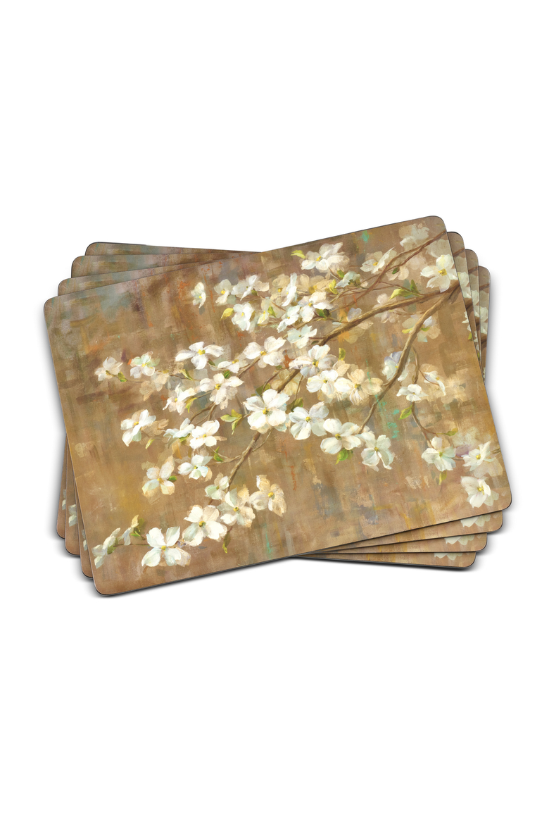 Dogwood in Spring Set of 4 Cork Back Placemats, Main, color, Multi