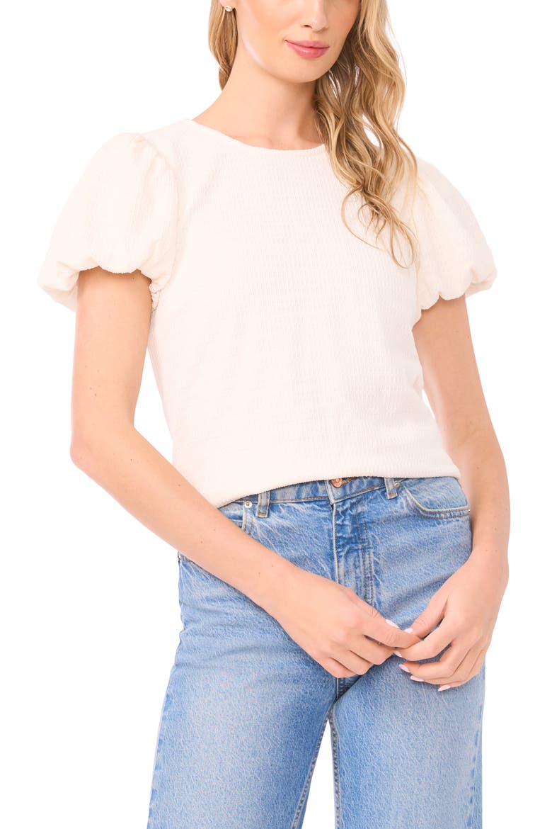 Texture Knit Bubble Sleeve Top, Main, color, NEW IVORY