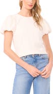 CeCe Texture Knit Bubble Sleeve Top