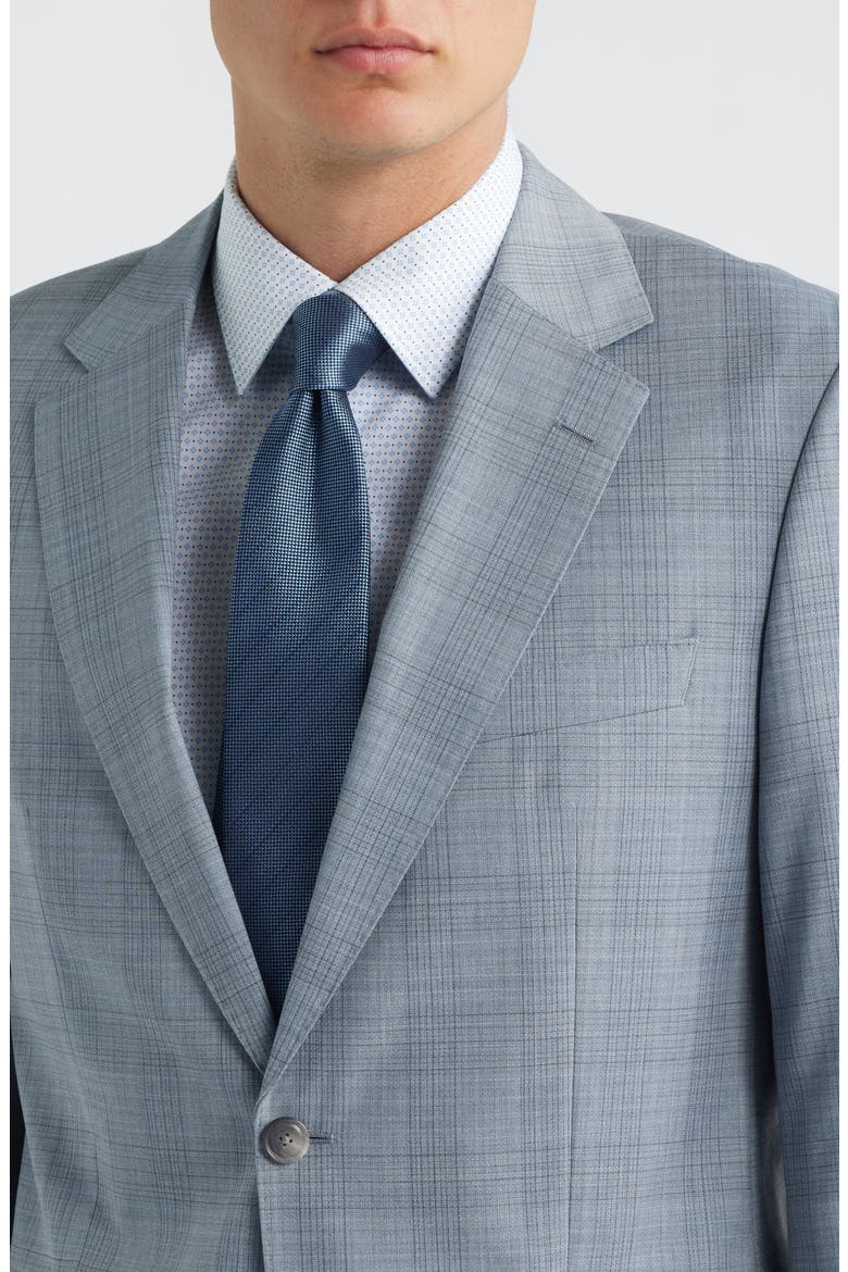 Huge Slim Fit Grey Plaid Virgin Wool Suit, Alternate, color, BLUE/ GREY