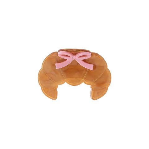 Pink Bow Croissant Claw Clip