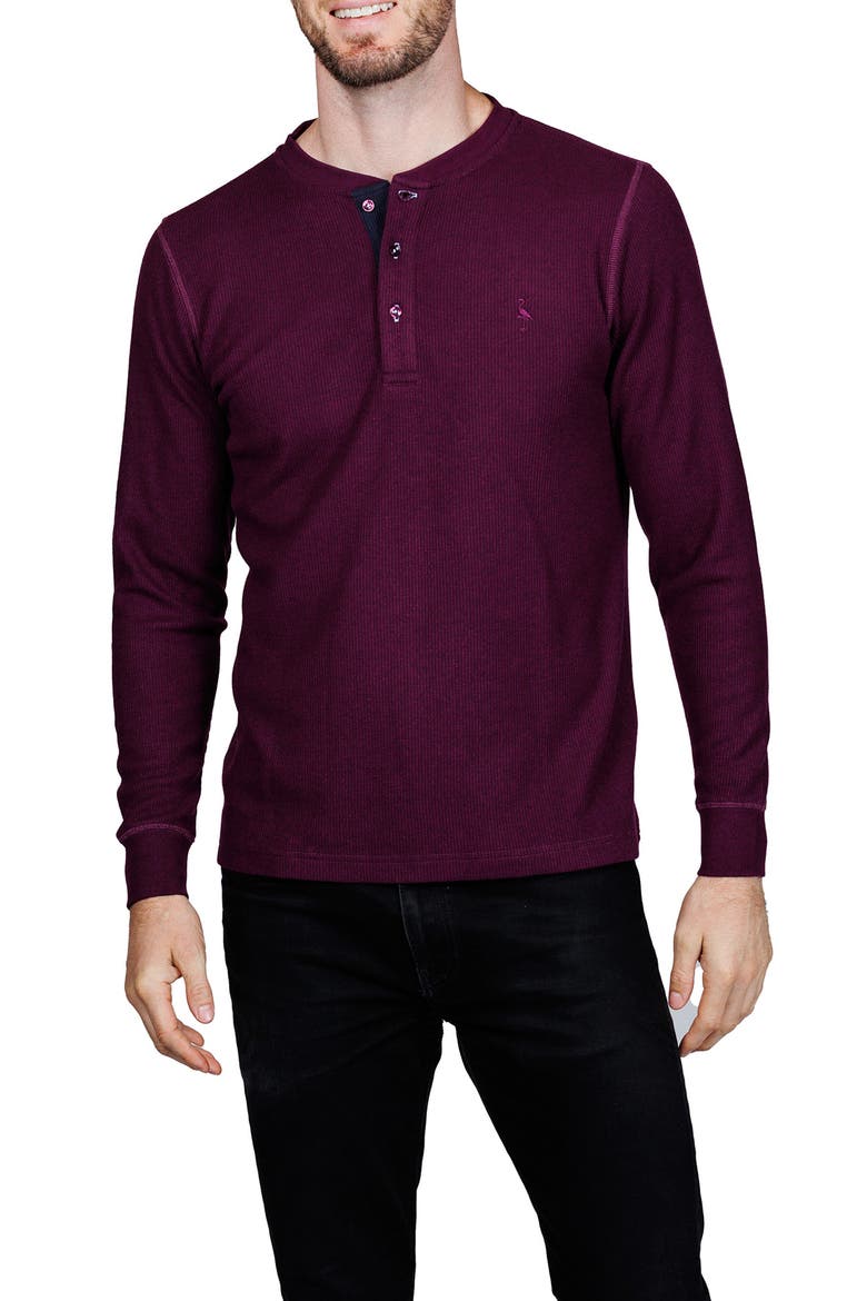 Cozy Waffle Knit Long Sleeve Henley, Main, color, BERRY HEATHER