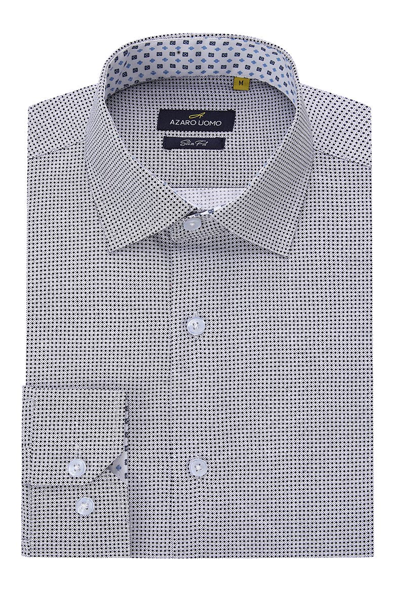 Slim Fit Geometric Print Performance Dress Shirt, Alternate, color, BLUE