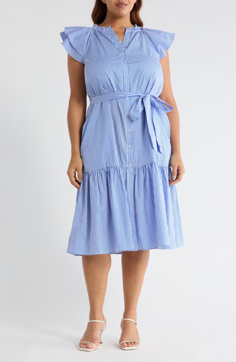 SUGARLIPS Sherah Stripe Midi Dress, Main, color, Blue-Wht-Stripe