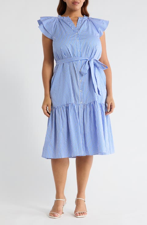 Sherah Stripe Midi Dress (Plus)