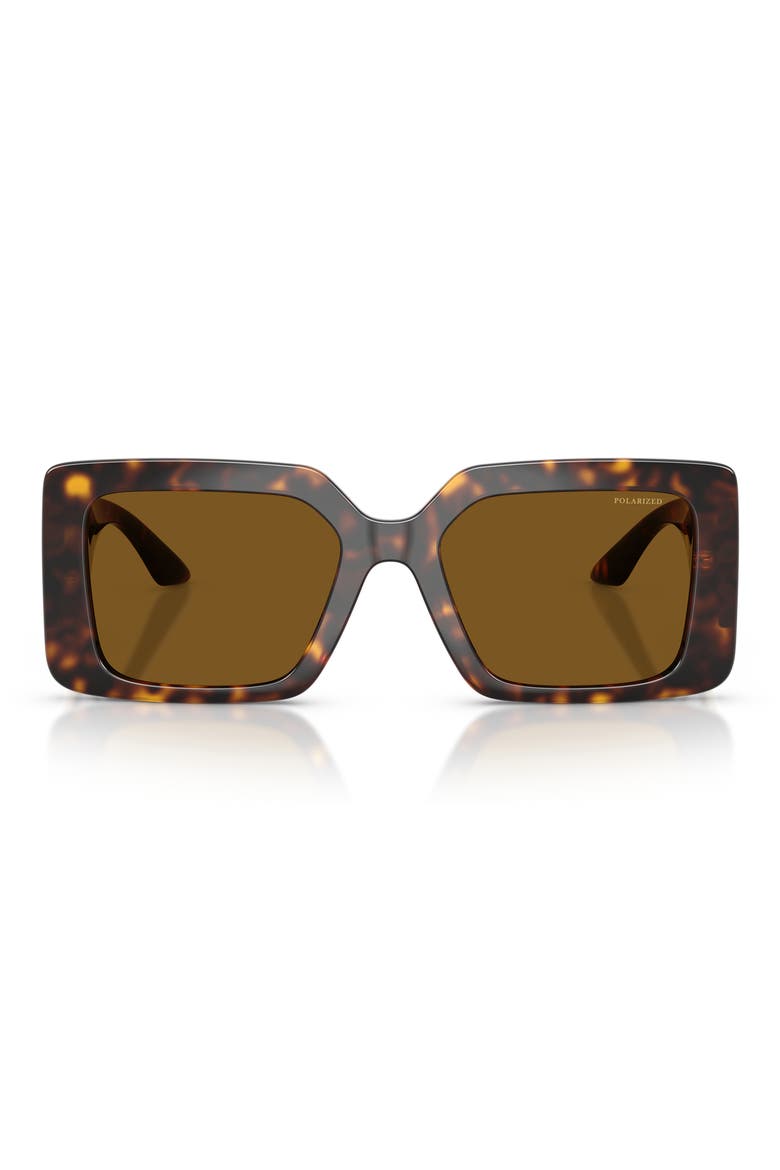 55mm Polarized Square Sunglasses, Main, color, HAVANA / BROWN POLAR