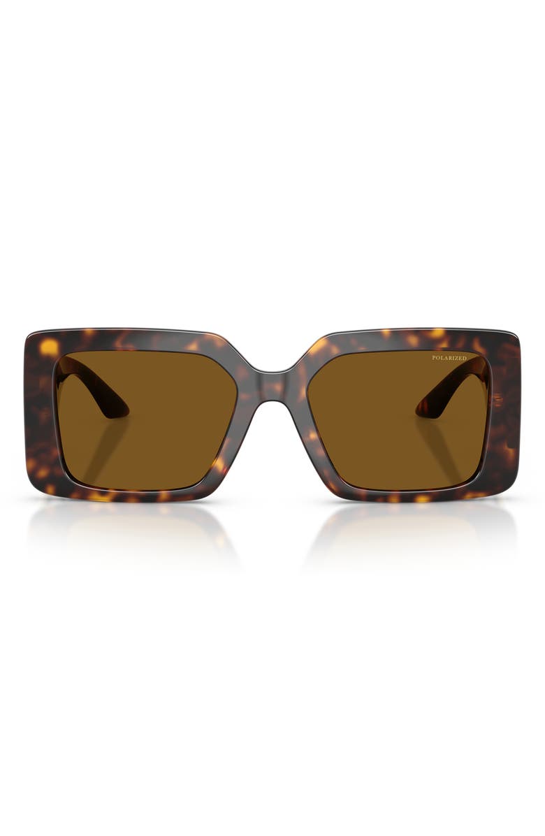 Versace 55mm Polarized Square Sunglasses, Main, color, Havana / Brown Polar