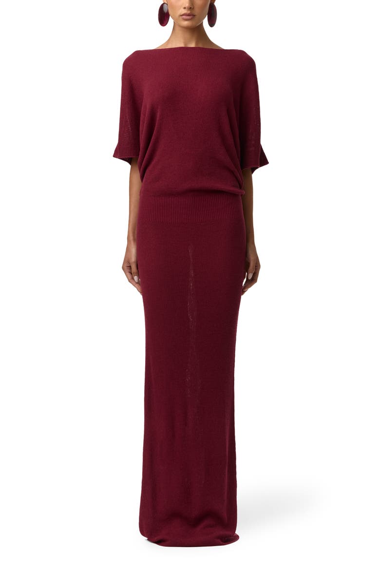 Open Back Knit Maxi Dress, Main, color, SANGRIA