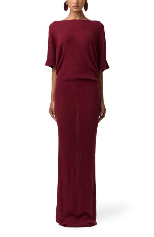Naked Wardrobe Open Back Knit Maxi Dress in Sangria at Nordstrom, Size X-Large