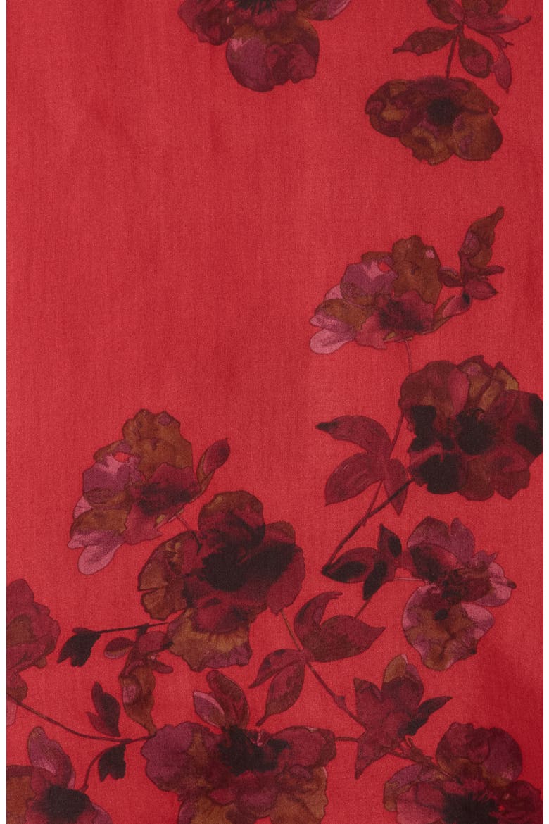 Floral Shadow Square Scarf, Alternate, color, WINE