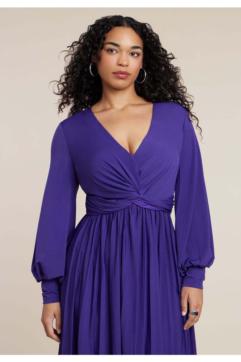 Knot Front Pleated Skirt Dress, Alternate, color, VIOLET INDIGO