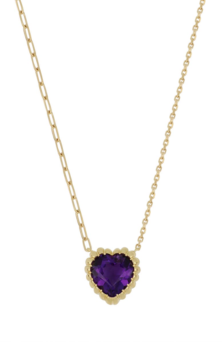 Bony Levy El Mar 18K Yellow Gold Amethyst Heart Pendant Necklace, Main, color, 