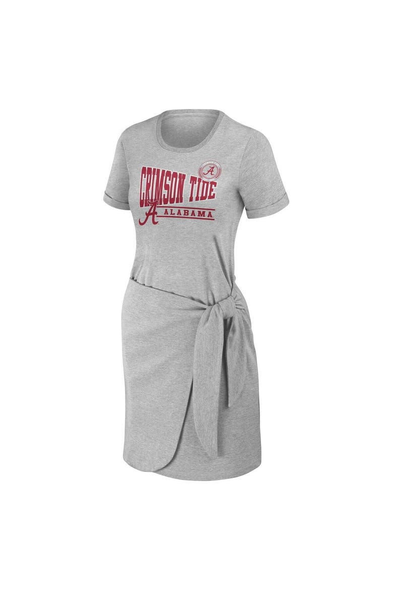 Women's WEAR by Erin Andrews Heather Gray Alabama Crimson Tide Knotted T-Shirt Dress, Alternate, color, Heather Gray