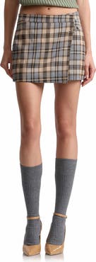 Avec Les Filles Safety Pin Plaid Mini Skort