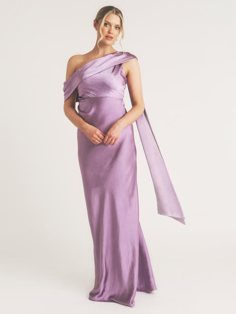 One Shoulder Drape Bridesmaid Dress