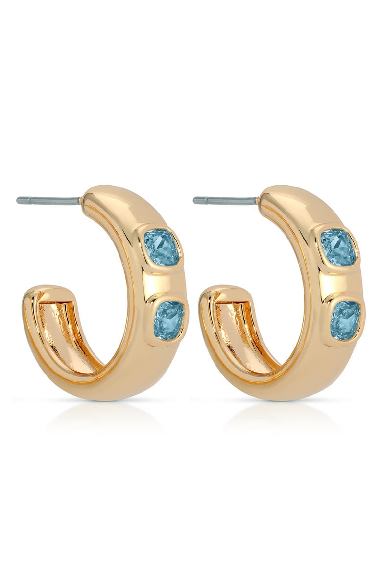 Ettika Favorite Dainty Open Hoop Earrings, Alternate, color, Blue