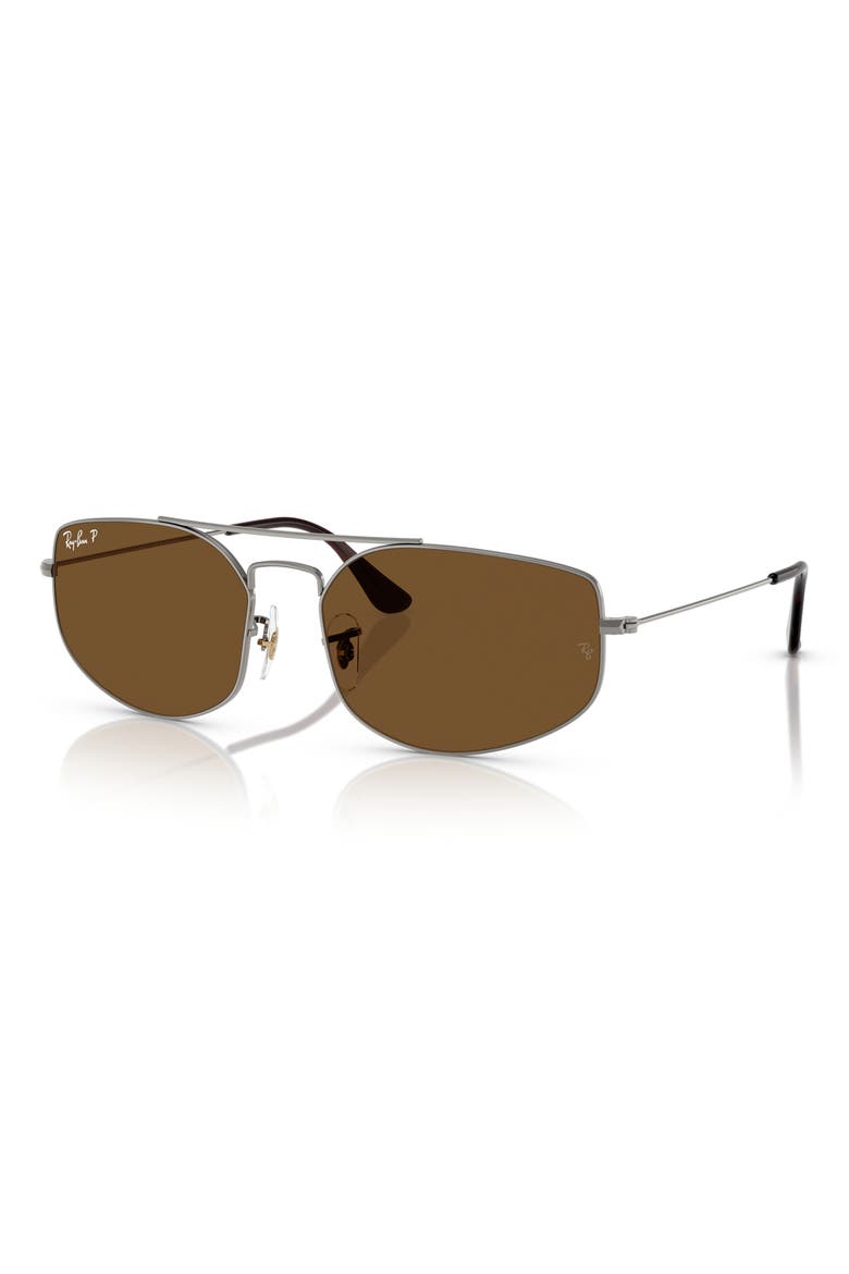 Explorer V 60mm Polarized Irregular Sunglasses, Alternate, color, GUNMETAL